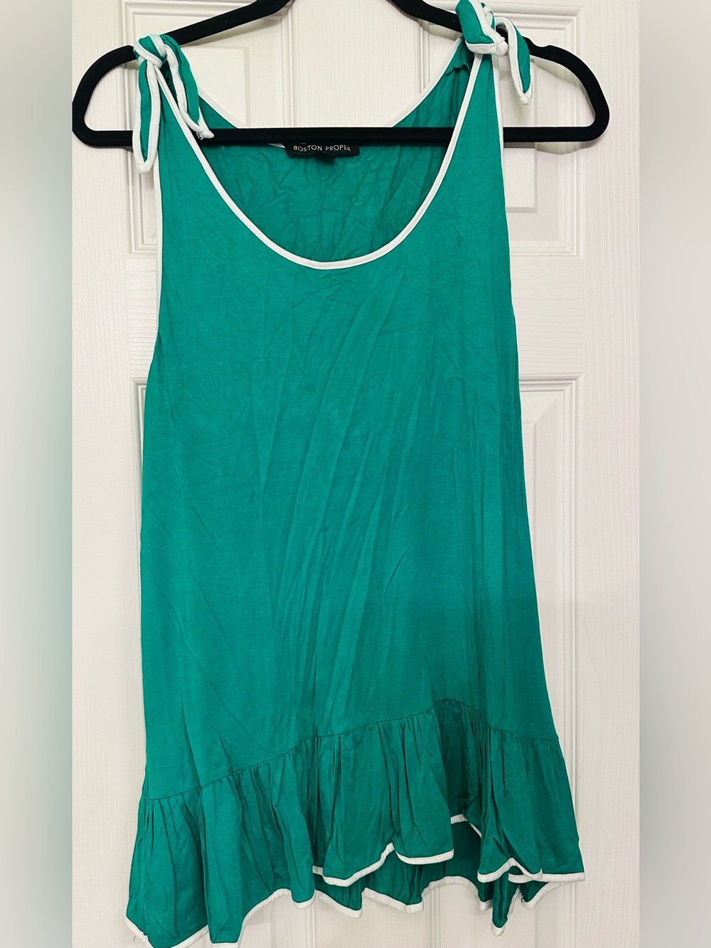 Boston Proper Teal Tank Top with White Trim